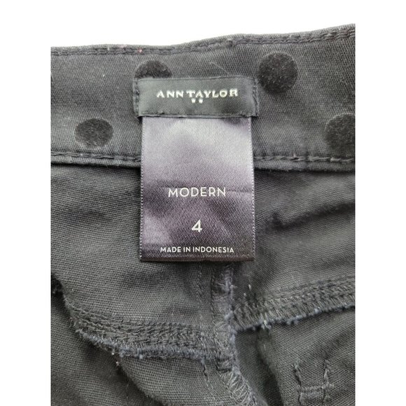 Ann Taylor Modern Fit 4 Black Jeans Denim Pants w/Velvet Polka Dot Stretch - Picture 9 of 9